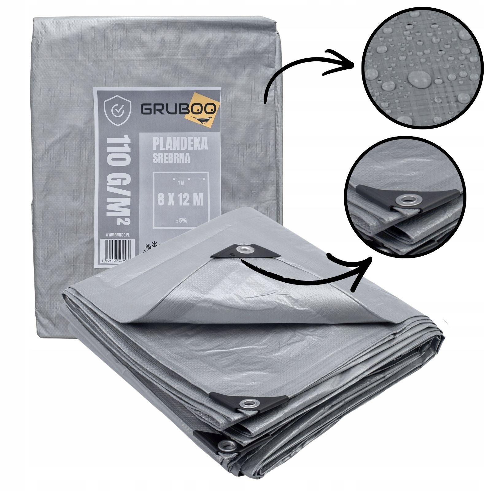 G-PLS8X12 PLANDEKA 8X12M - DUŻA MOCNA PŁACHTA CAŁOROCZNA WZMACNIANA WODOODPORNA UV+ - obrazek 1