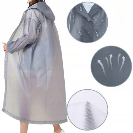 płaszcz szary przeciwdeszczowy