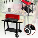 Grill Ogrodowy Węglowy Na Kółkach Z Półkami Duży BBQ Akcesoria - obrazek 2