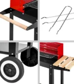 Grill Ogrodowy Węglowy Na Kółkach Z Półkami Duży BBQ Akcesoria - obrazek 4