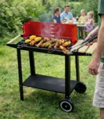 Grill Ogrodowy Węglowy Na Kółkach Z Półkami Duży BBQ Akcesoria - obrazek 7
