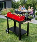 Grill Ogrodowy Węglowy Na Kółkach Z Półkami Duży BBQ Akcesoria - obrazek 6